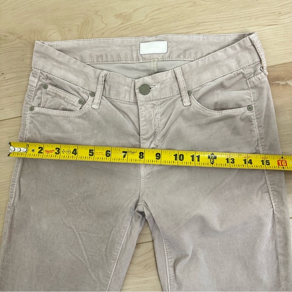 MOTHER The Looker Ankle Skinny Velvet Pants in Beige/Cream colour - Picture 12 of 13